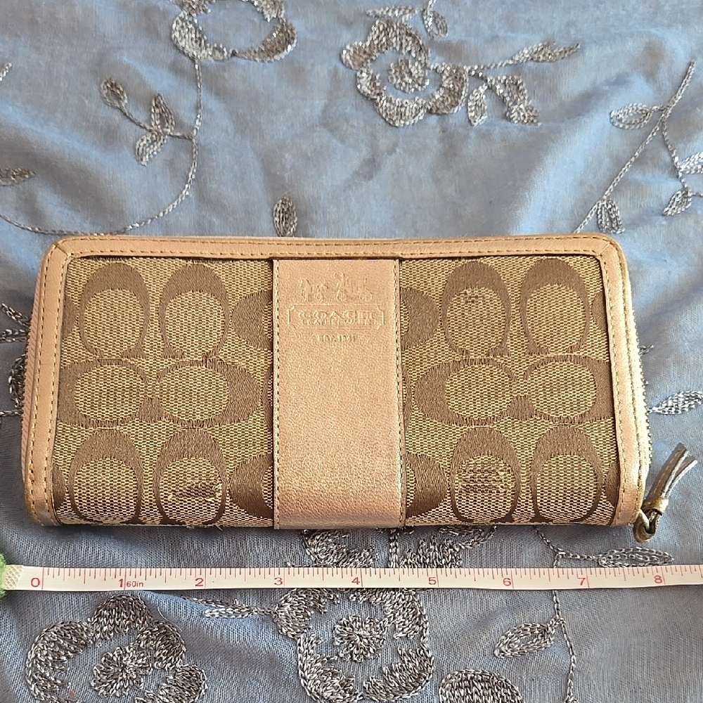 Coach Gold and Tan Wallet